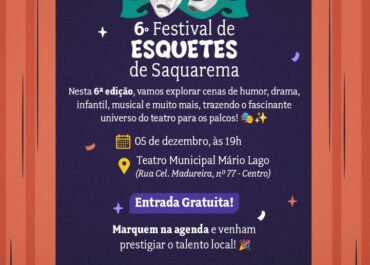 Teatro Municipal de Saquarema recebe Festival de Esquetes nesta terça-feira