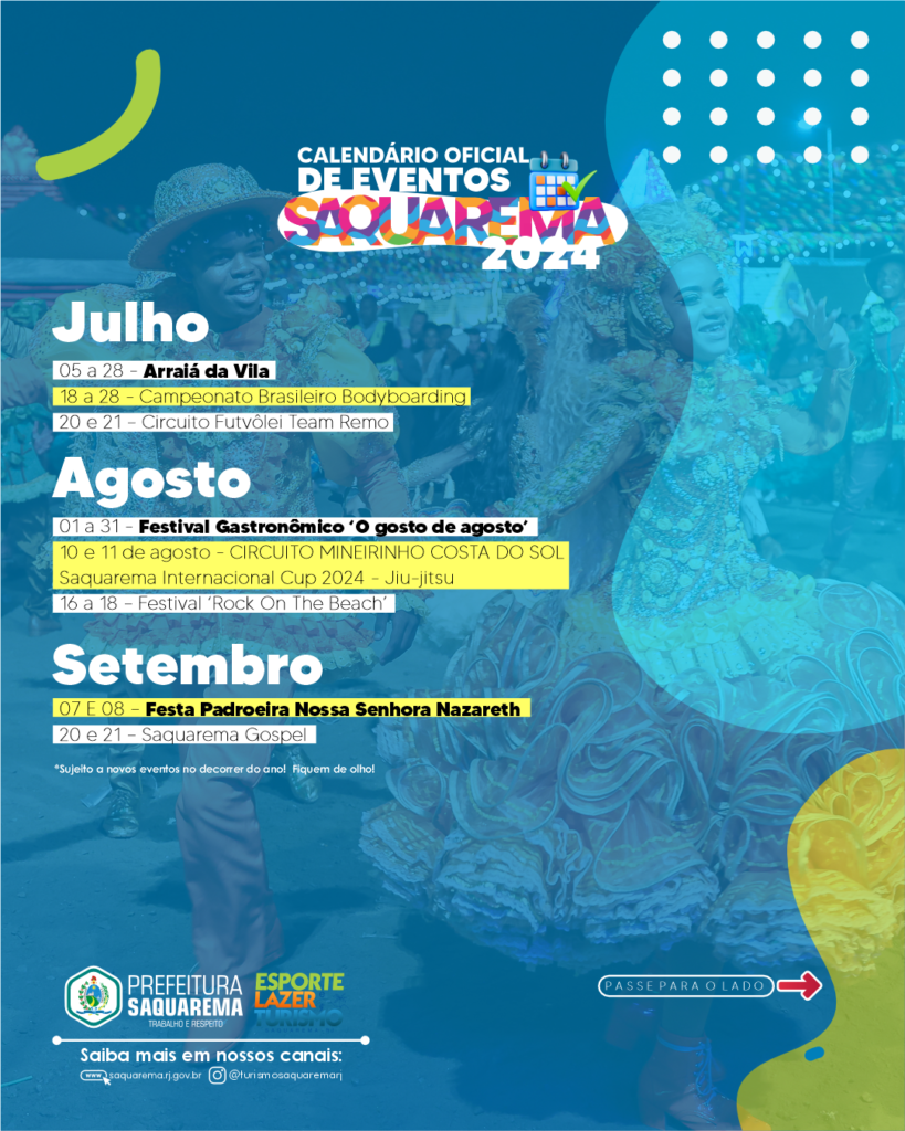 Prefeitura de Saquarema divulga calendário de eventos para 2024