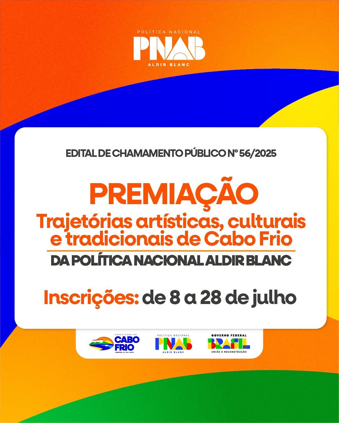 Prefeitura de Cabo Frio lança edital para premiar trajetórias artísticas e culturais no âmbito da Política Nacional Aldir Blanc