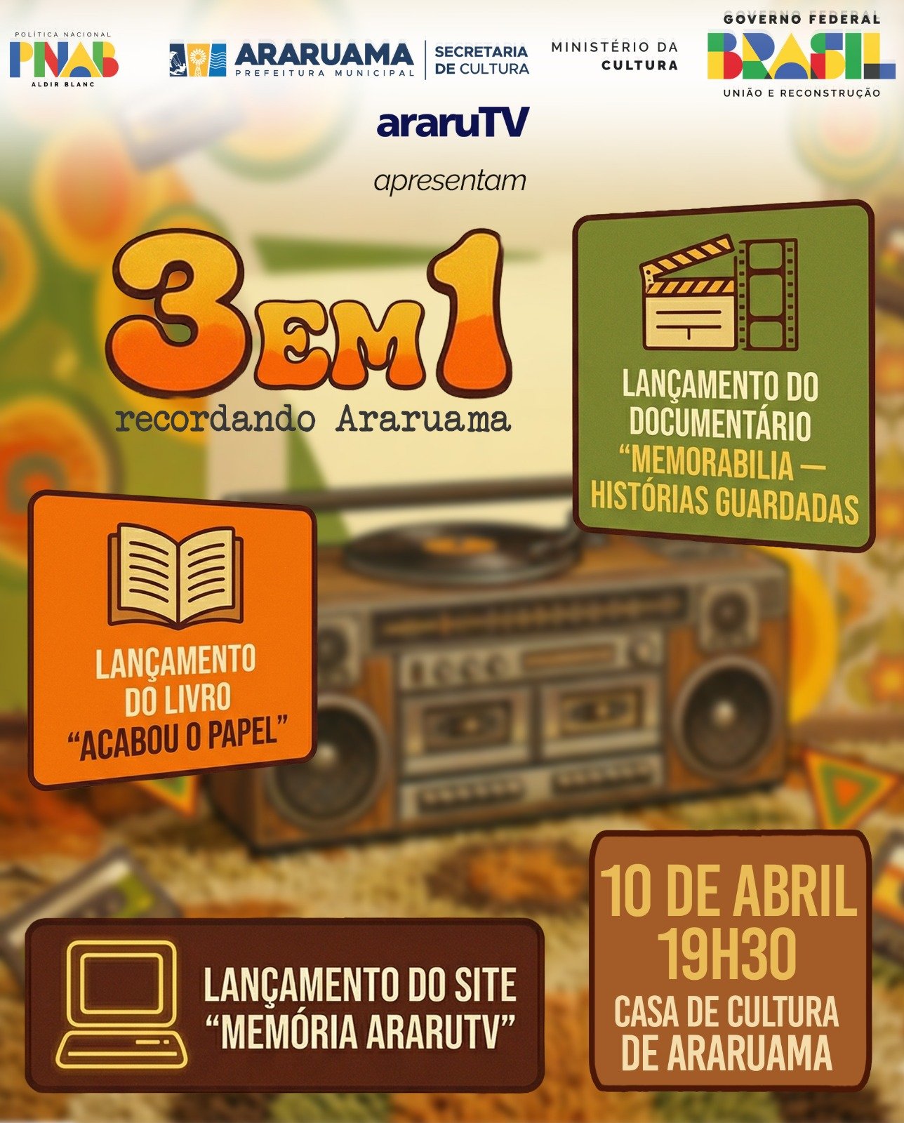 AraruTV celebra a história local com o evento “3 em 1 – Recordando Araruama” na Casa de Cultura