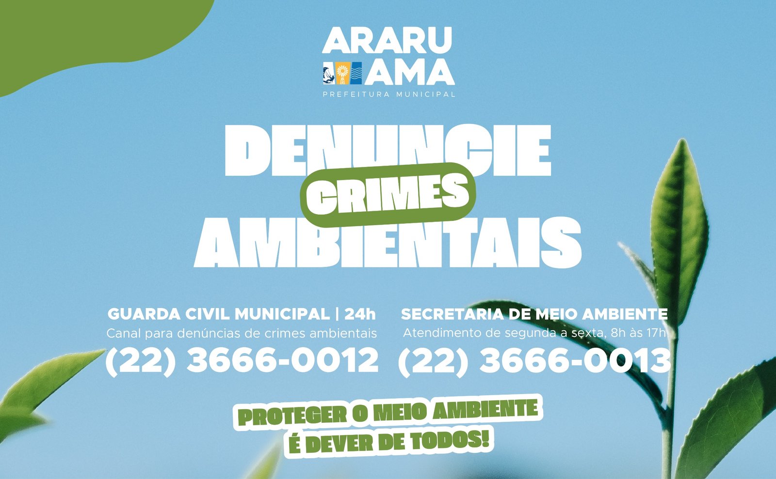 Prefeitura de Araruama divulga canais oficiais para denúncias e crimes ambientais