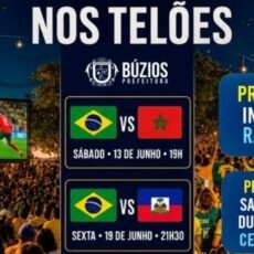 Prefeitura de Búzios instala telões em praças para transmissão dos jogos da Seleção Brasileira