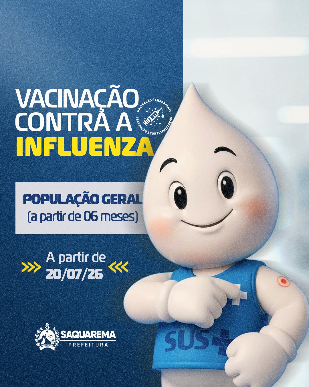 Prefeitura de Saquarema amplia campanha de vacinação contra a Influenza para toda a população a partir de 6 meses de idade