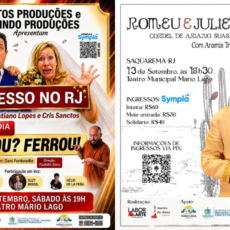 Teatro Mário Lago terá dois espetáculos no segundo fim de semana de setembro em Saquarema