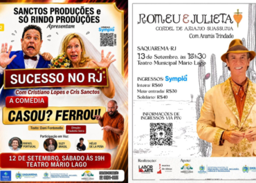 Teatro Mário Lago terá dois espetáculos no segundo fim de semana de setembro em Saquarema